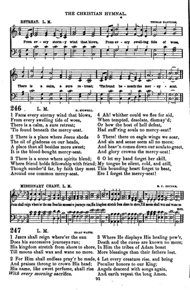 The Christian hymnal: a collection of hymns and tunes for congregational and social worship; in two parts (Rev.) page 92