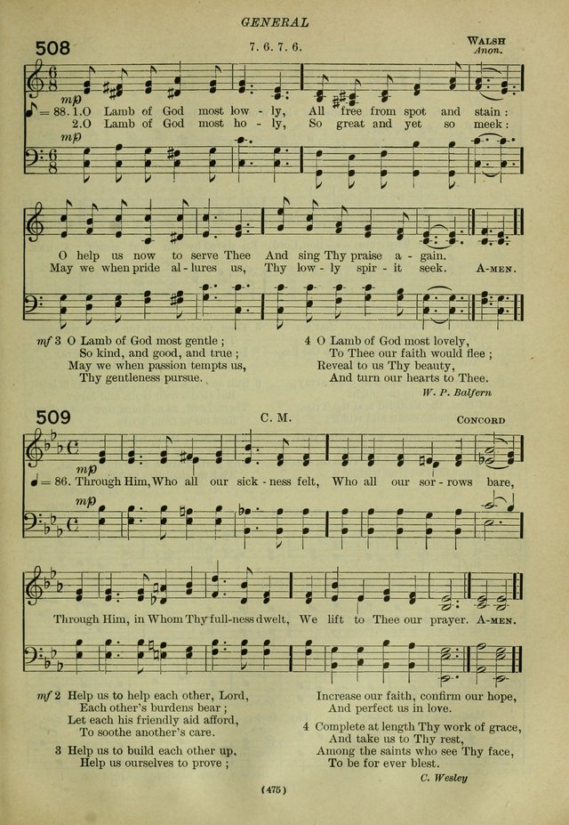 The Church Hymnal: containing hymns approved and set forth by the general conventions of 1892 and 1916; together with hymns for the use of guilds and brotherhoods, and for special occasions (Rev. ed) page 476