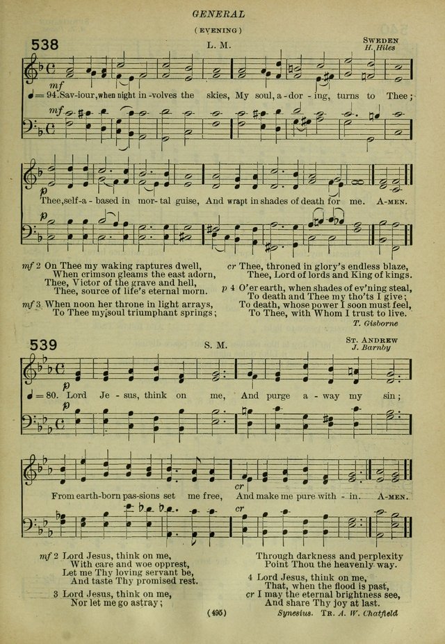 The Church Hymnal: containing hymns approved and set forth by the general conventions of 1892 and 1916; together with hymns for the use of guilds and brotherhoods, and for special occasions (Rev. ed) page 496