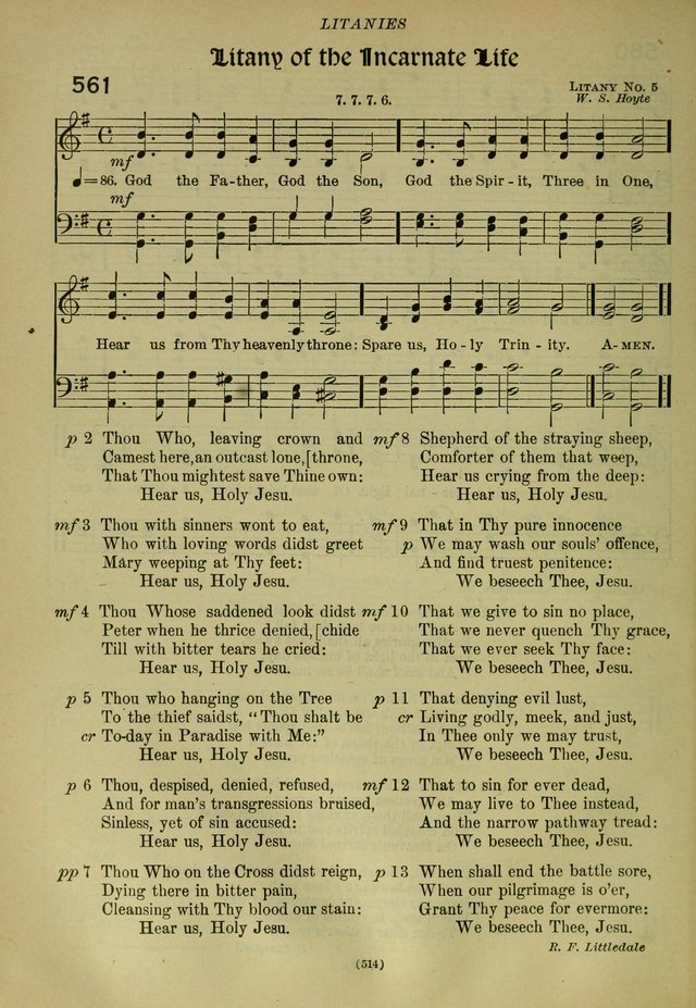 The Church Hymnal: containing hymns approved and set forth by the general conventions of 1892 and 1916; together with hymns for the use of guilds and brotherhoods, and for special occasions (Rev. ed) page 515