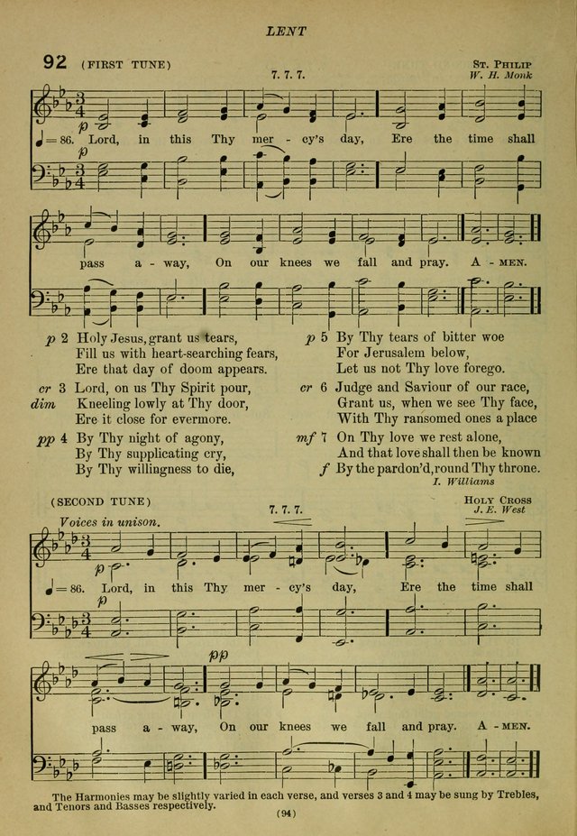 The Church Hymnal: containing hymns approved and set forth by the general conventions of 1892 and 1916; together with hymns for the use of guilds and brotherhoods, and for special occasions (Rev. ed) page 95