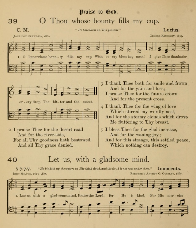 College Hymnal: a selection of Christian praise-songs for the uses of worship in universities, colleges and advanced schools. page 39