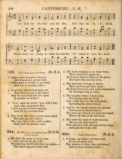 Congregational Hymn and Tune Book; containing the Psalms and Hymns of the General Association of Connecticut, adapted to Suitable Tunes page 104