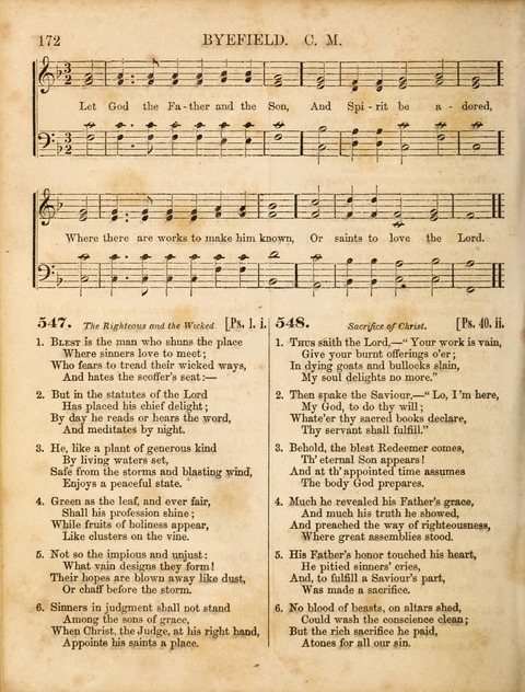 Congregational Hymn and Tune Book; containing the Psalms and Hymns of the General Association of Connecticut, adapted to Suitable Tunes page 172