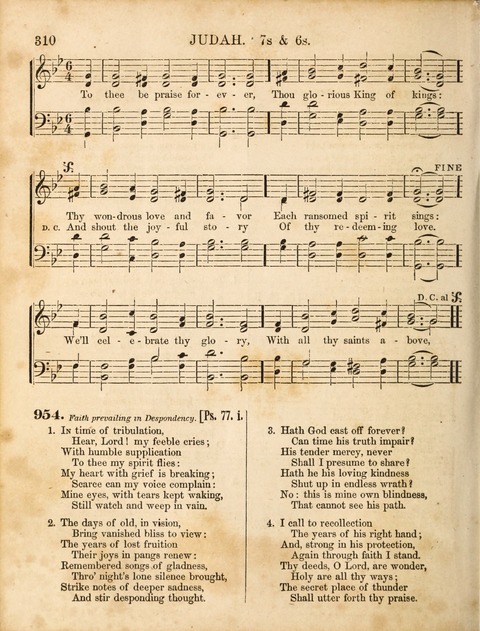 Congregational Hymn and Tune Book; containing the Psalms and Hymns of the General Association of Connecticut, adapted to Suitable Tunes page 310