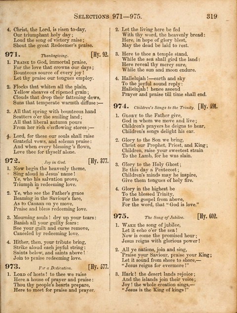 Congregational Hymn and Tune Book; containing the Psalms and Hymns of the General Association of Connecticut, adapted to Suitable Tunes page 319