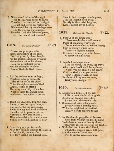 Congregational Hymn and Tune Book; containing the Psalms and Hymns of the General Association of Connecticut, adapted to Suitable Tunes page 333