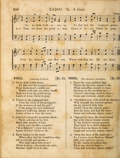 Congregational Hymn and Tune Book; containing the Psalms and Hymns of the General Association of Connecticut, adapted to Suitable Tunes page 340