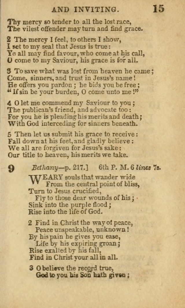 A Collection of Hymns: for the use of the Methodist Episcopal Church, principally from the collection of the Rev. John Wesley, A. M., late fellow of Lincoln College..(Rev. and corr. with a supplement) page 15