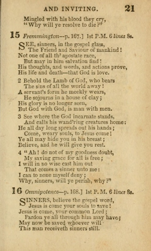 A Collection of Hymns: for the use of the Methodist Episcopal Church, principally from the collection of the Rev. John Wesley, A. M., late fellow of Lincoln College..(Rev. and corr. with a supplement) page 21