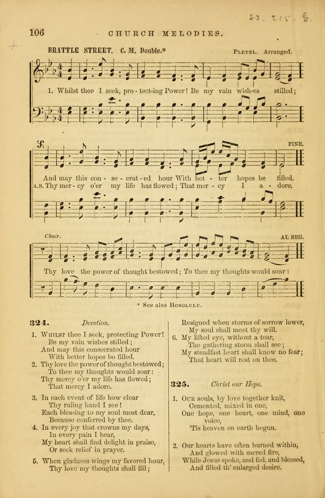 Church Melodies: collection of psalms and hymns, with appropriate music. For the use of congregations. page 106