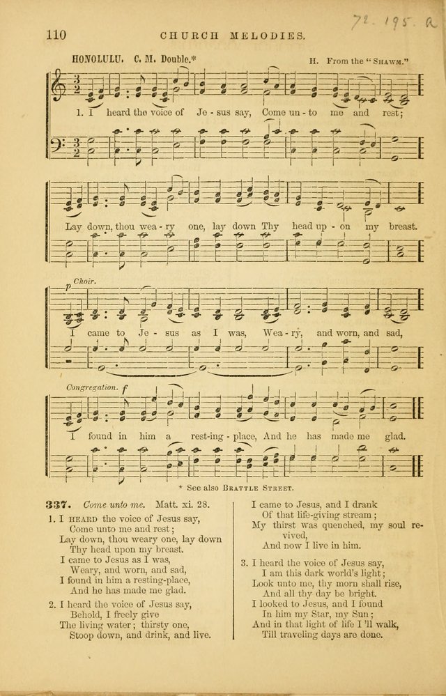 Church Melodies: collection of psalms and hymns, with appropriate music. For the use of congregations. page 110