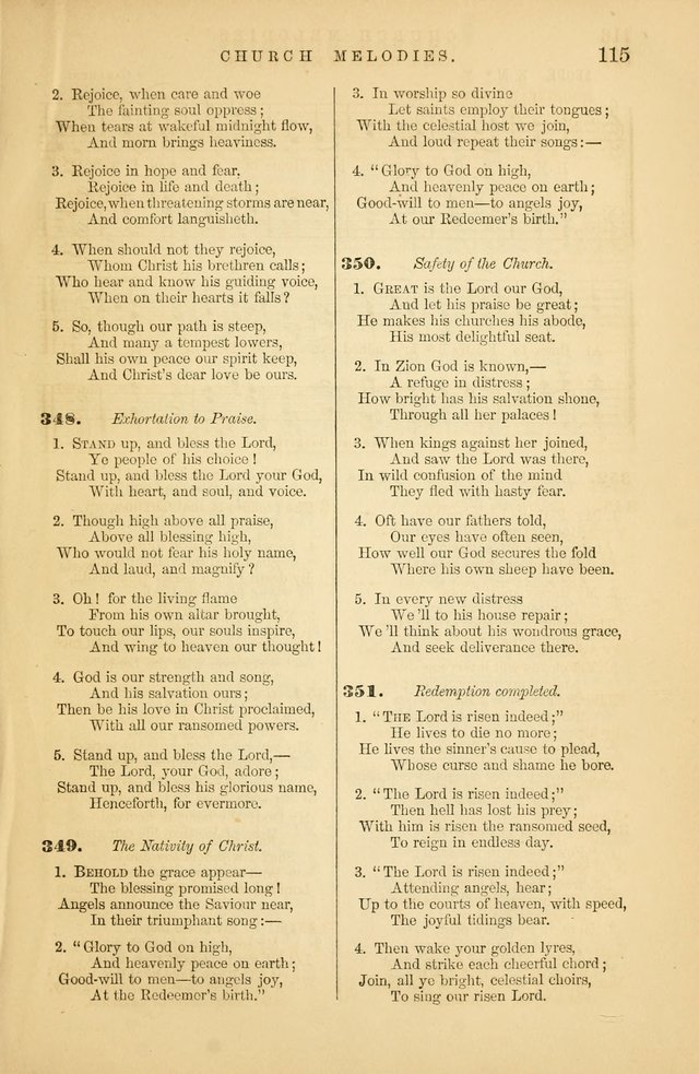 Church Melodies: collection of psalms and hymns, with appropriate music. For the use of congregations. page 115
