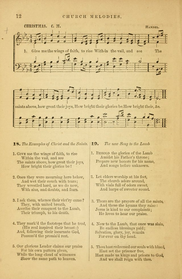 Church Melodies: collection of psalms and hymns, with appropriate music. For the use of congregations. page 12