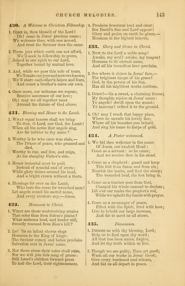 Church Melodies: collection of psalms and hymns, with appropriate music. For the use of congregations. page 143