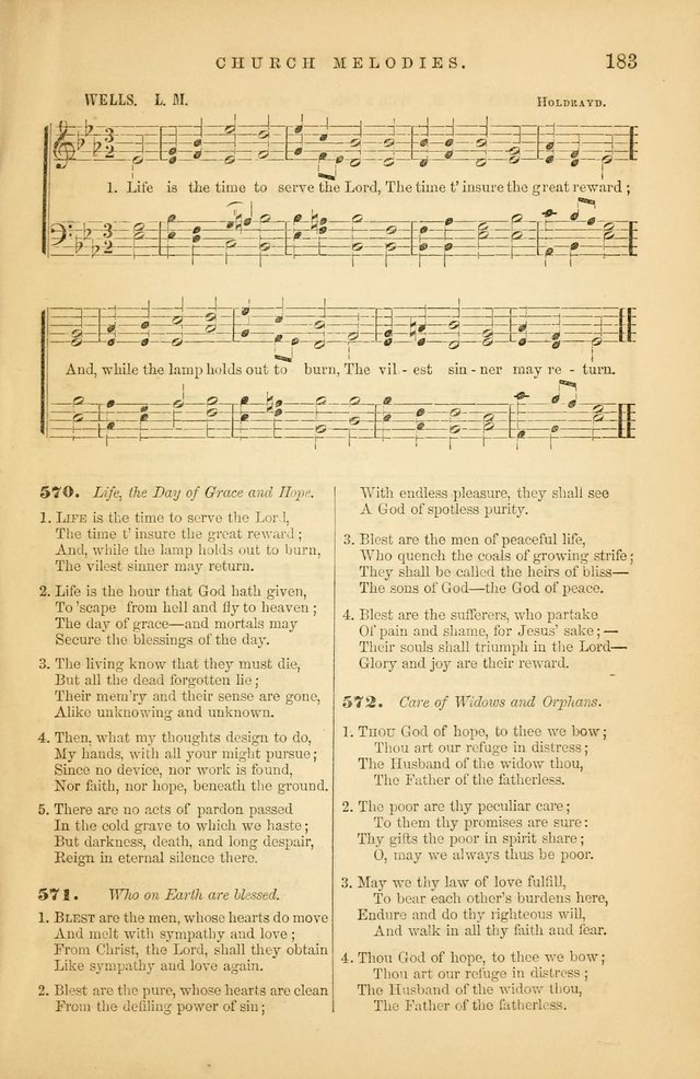 Church Melodies: collection of psalms and hymns, with appropriate music. For the use of congregations. page 183
