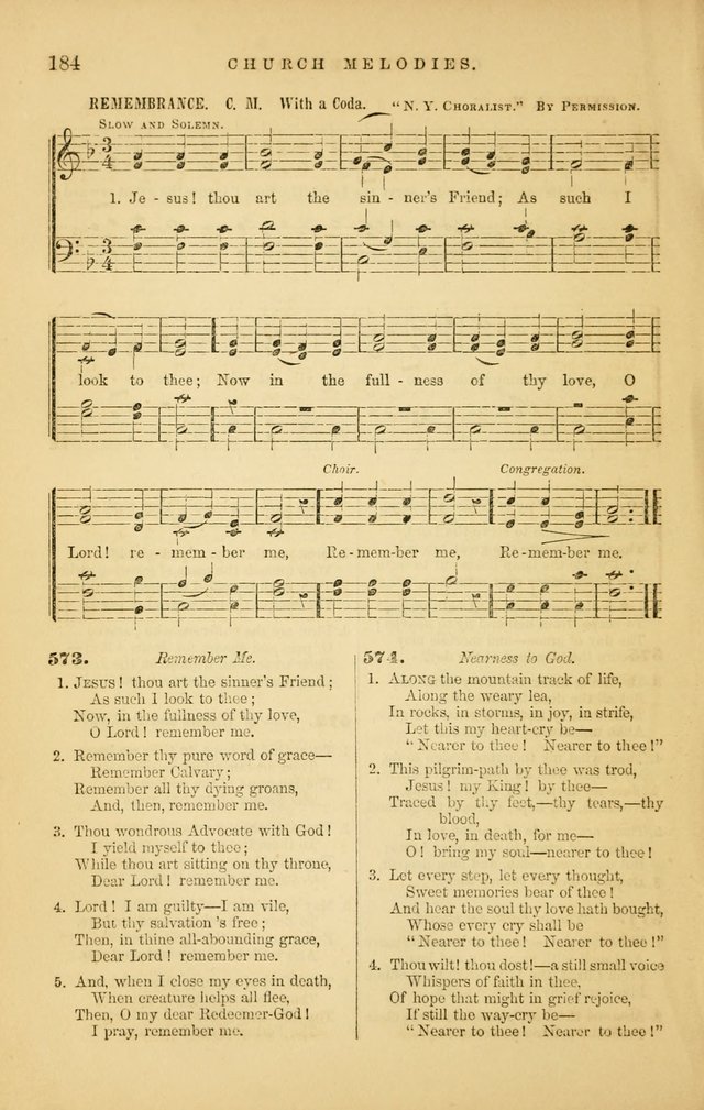 Church Melodies: collection of psalms and hymns, with appropriate music. For the use of congregations. page 184