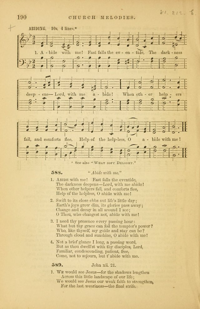 Church Melodies: collection of psalms and hymns, with appropriate music. For the use of congregations. page 190