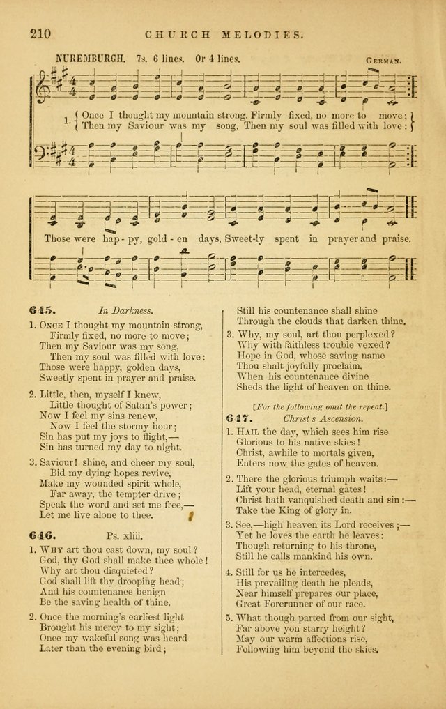 Church Melodies: collection of psalms and hymns, with appropriate music. For the use of congregations. page 210