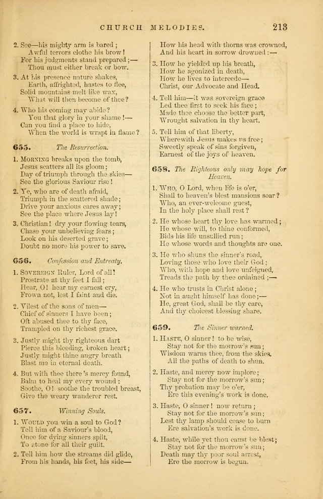 Church Melodies: collection of psalms and hymns, with appropriate music. For the use of congregations. page 213