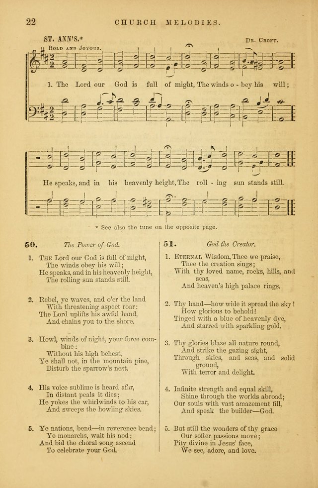 Church Melodies: collection of psalms and hymns, with appropriate music. For the use of congregations. page 22