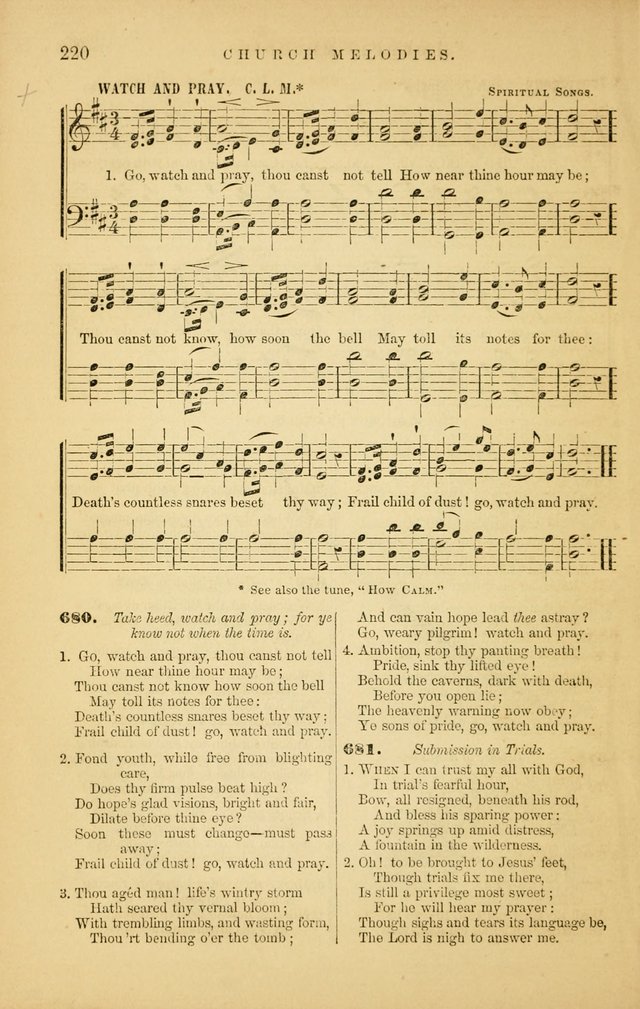 Church Melodies: collection of psalms and hymns, with appropriate music. For the use of congregations. page 220