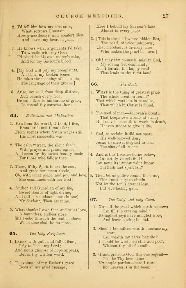 Church Melodies: collection of psalms and hymns, with appropriate music. For the use of congregations. page 27