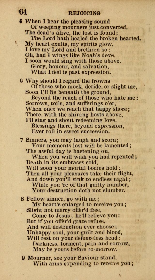 The Camp-Meeting Chorister: or, a collection of hymns and spiritual songs, for the pious of all denominations. To be sung at camp meetings, during revivals of religion, and on other occasions page 64