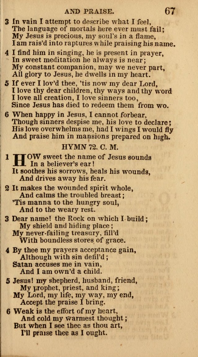 The Camp-Meeting Chorister: or, a collection of hymns and spiritual songs, for the pious of all denominations. To be sung at camp meetings, during revivals of religion, and on other occasions page 67