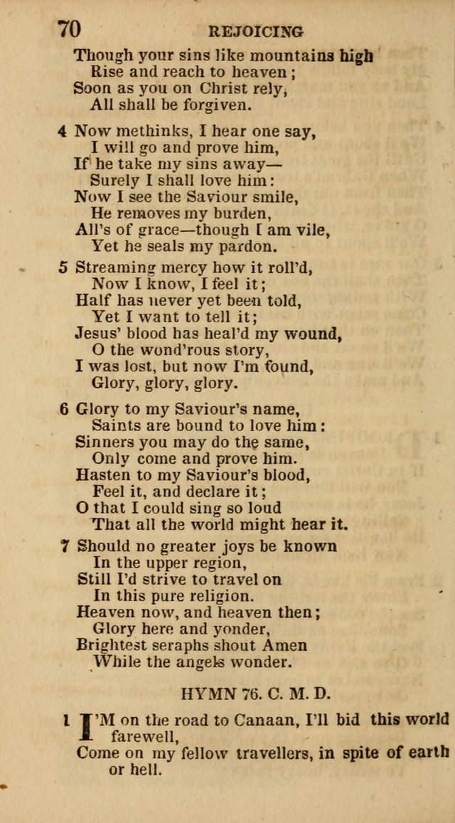 The Camp-Meeting Chorister: or, a collection of hymns and spiritual songs, for the pious of all denominations. To be sung at camp meetings, during revivals of religion, and on other occasions page 70
