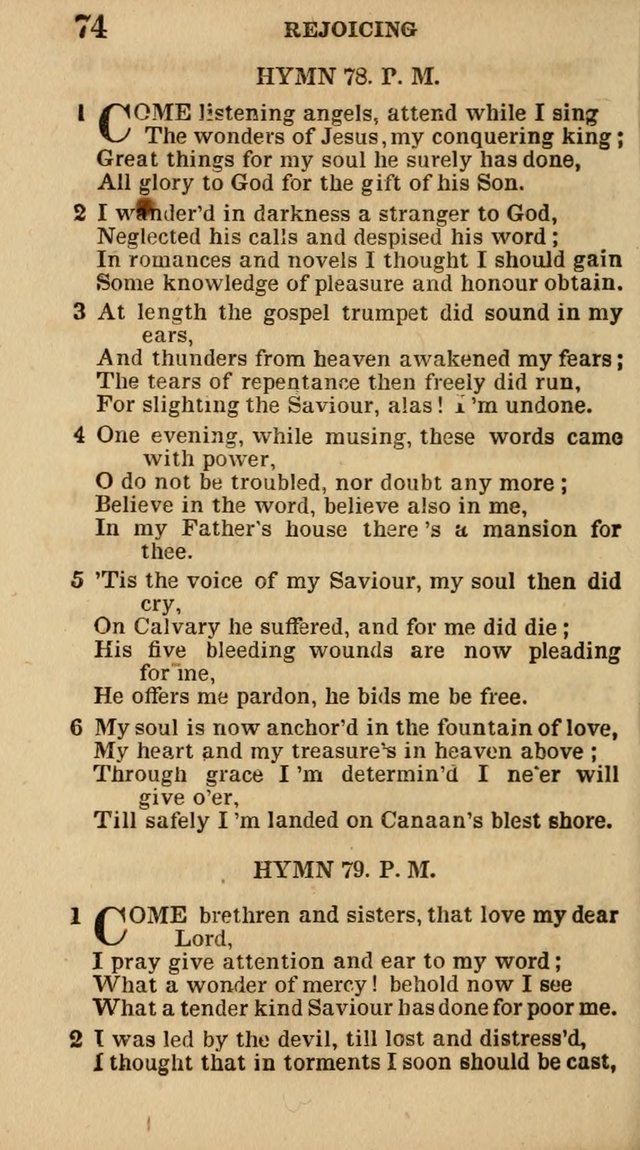 The Camp-Meeting Chorister: or, a collection of hymns and spiritual songs, for the pious of all denominations. To be sung at camp meetings, during revivals of religion, and on other occasions page 74