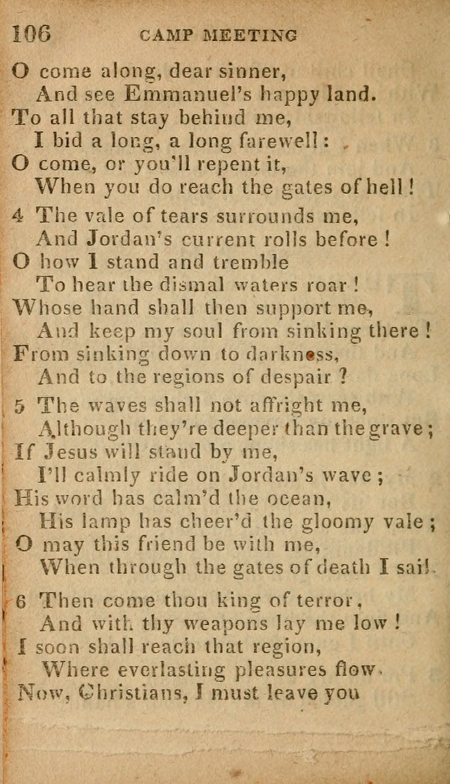 The Camp Meeting Hymn Book: containing the most approved hymns and spiritual songs Used by the Methodist Connexion in the United States page 108