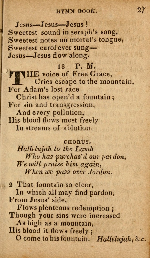 The Camp Meeting Hymn Book: containing the most approved hymns and spiritual songs Used by the Methodist Connexion in the United States page 27