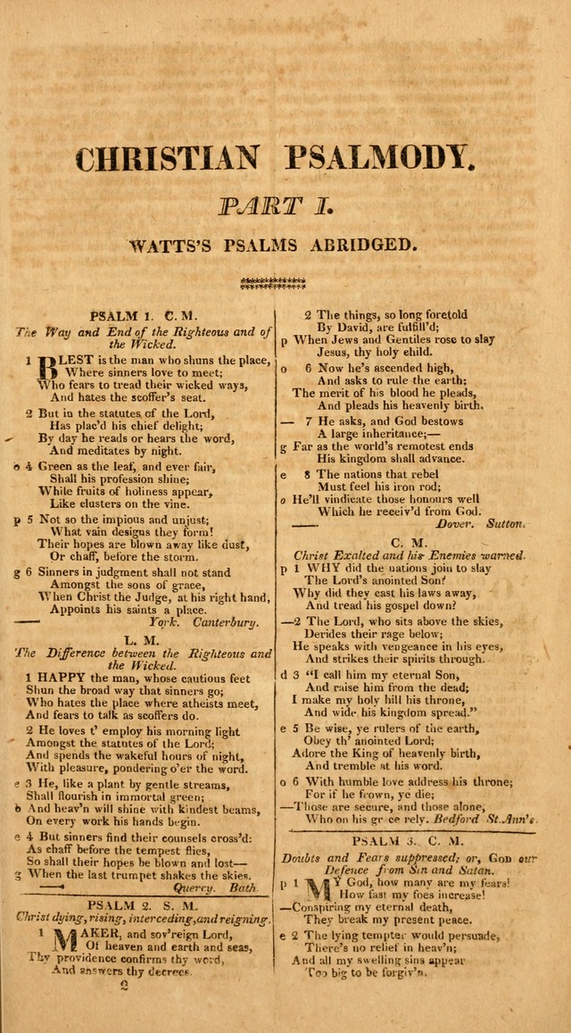 Christian Psalmody, in Four Parts; containing Dr. Watt