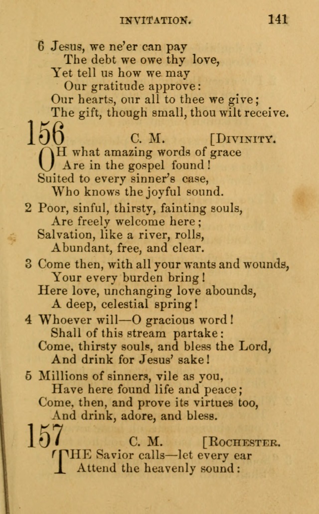 A Collection of Psalms, Hymns, and Spiritual Songs: suited to the various occasions of public worship and private devotion, of the church of Christ (6th ed.) page 141