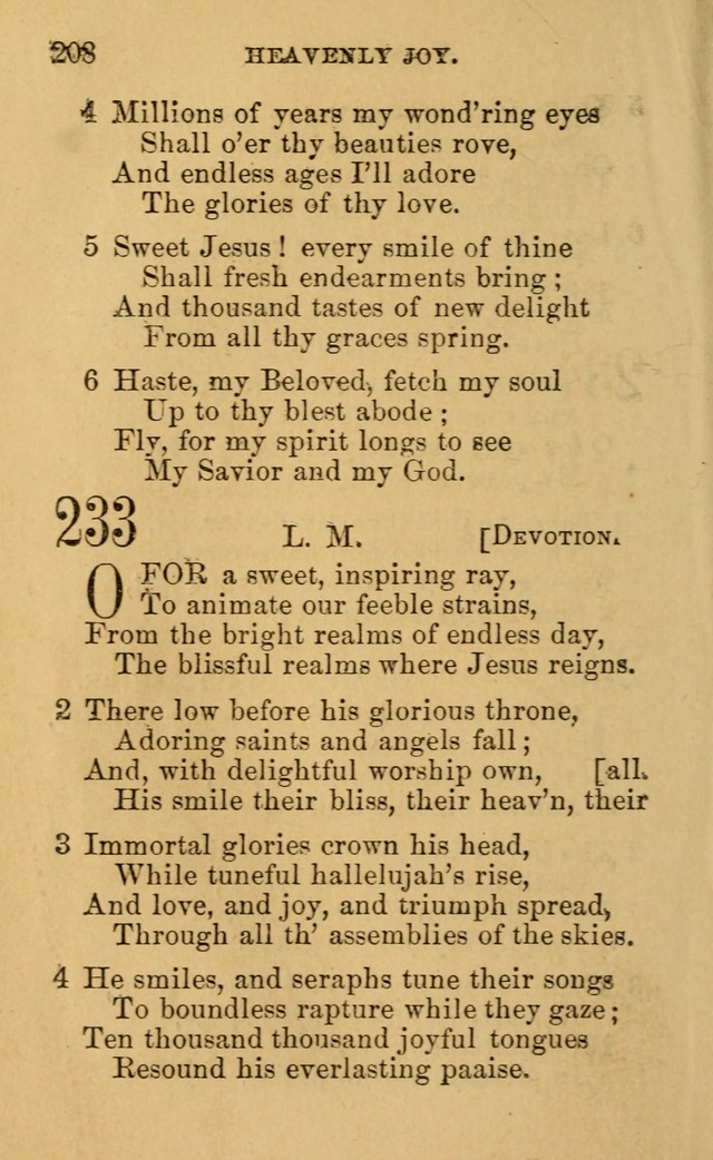 A Collection of Psalms, Hymns, and Spiritual Songs: suited to the various occasions of public worship and private devotion, of the church of Christ (6th ed.) page 208