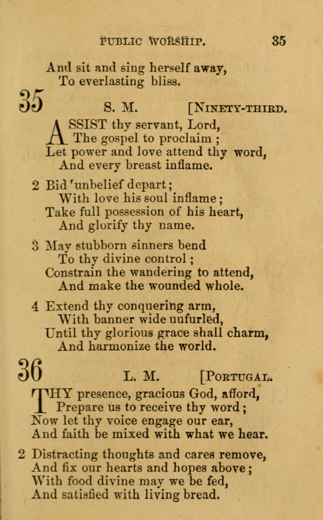 A Collection of Psalms, Hymns, and Spiritual Songs: suited to the various occasions of public worship and private devotion, of the church of Christ (6th ed.) page 35