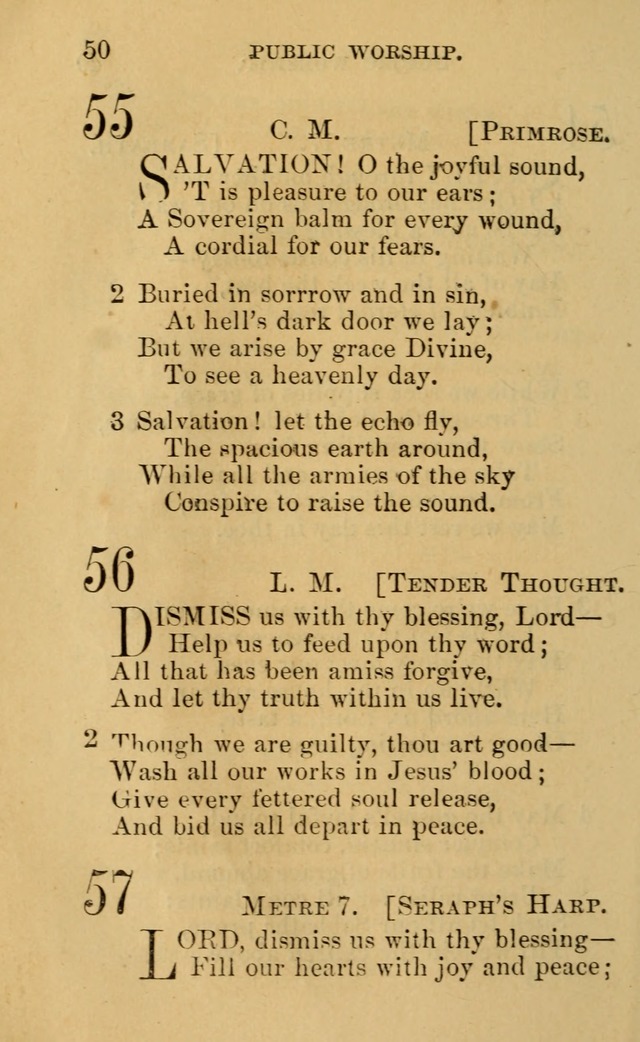 A Collection of Psalms, Hymns, and Spiritual Songs: suited to the various occasions of public worship and private devotion, of the church of Christ (6th ed.) page 50