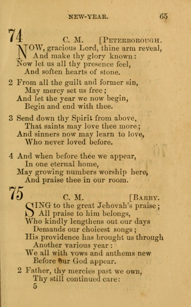 A Collection of Psalms, Hymns, and Spiritual Songs: suited to the various occasions of public worship and private devotion, of the church of Christ (6th ed.) page 65