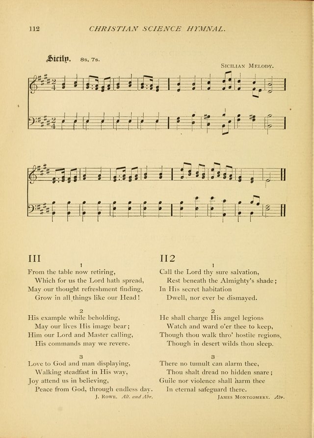Christian Science Hymnal: a selection of spiritual songs page 112