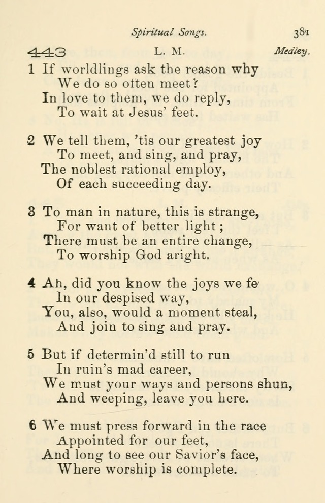 A Choice Selection of Hymns and Spiritual Songs for the use of the Baptist Church and all lovers of song page 384
