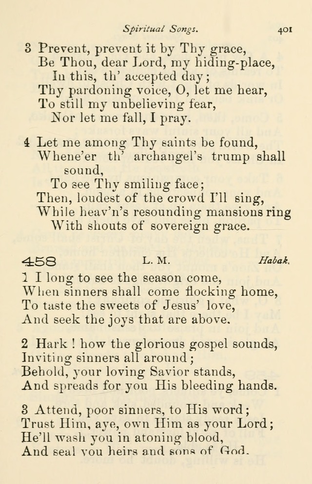 A Choice Selection of Hymns and Spiritual Songs for the use of the Baptist Church and all lovers of song page 404