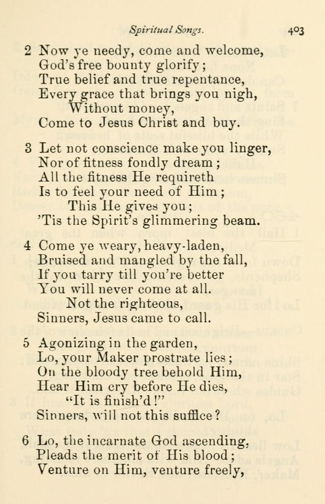 A Choice Selection of Hymns and Spiritual Songs for the use of the Baptist Church and all lovers of song page 406