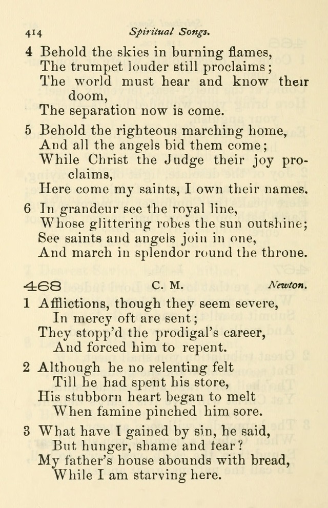 A Choice Selection of Hymns and Spiritual Songs for the use of the Baptist Church and all lovers of song page 417