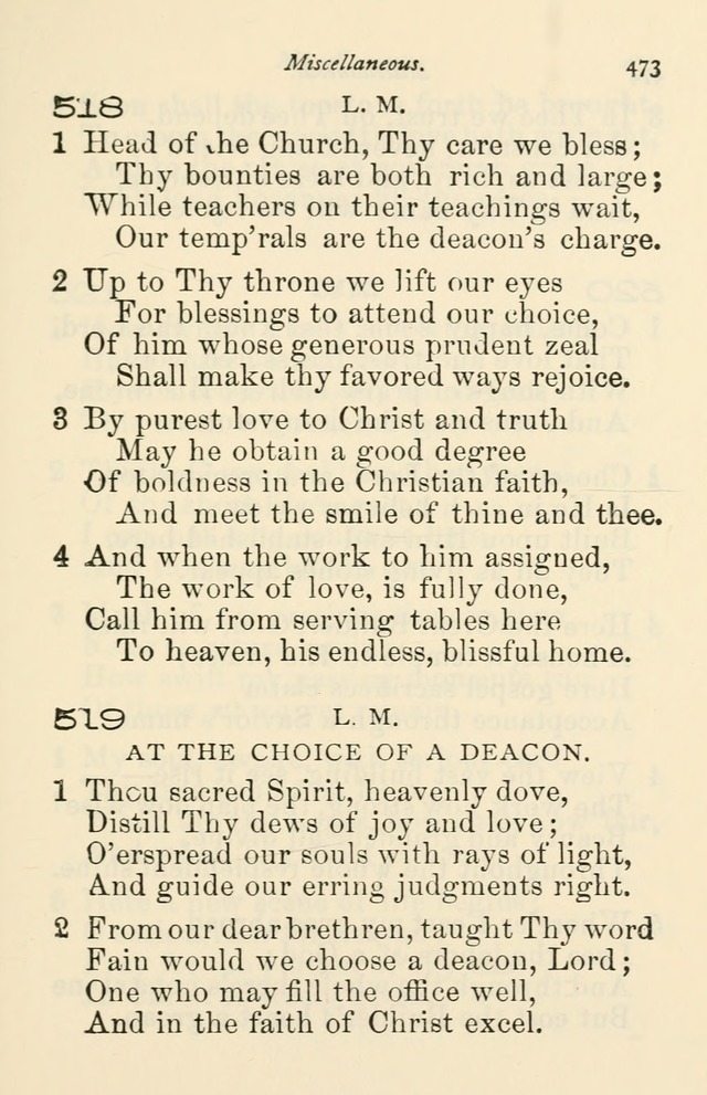 A Choice Selection of Hymns and Spiritual Songs for the use of the Baptist Church and all lovers of song page 476
