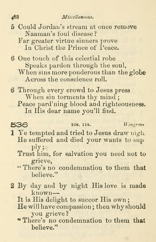 A Choice Selection of Hymns and Spiritual Songs for the use of the Baptist Church and all lovers of song page 491