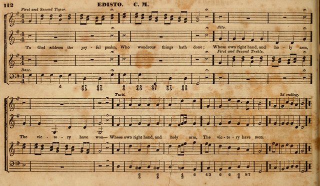 The Choir: or, Union collection of church music. Consisting of a great variety of psalm and hymn tunes, anthems, &c. original and selected. Including many beautiful subjects from the works.. (2nd ed.) page 112