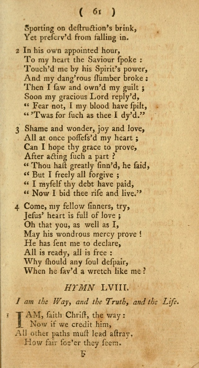 A Collection of Hymns for the use of Christians page 61