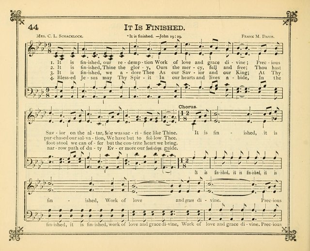 Carols of Joy: choice collection of songs and hymns for the Sunday School, Bible class, and the Home Circle to which has been added an easy method of Rudimental Instruction in Music, for Weekday Study page 44