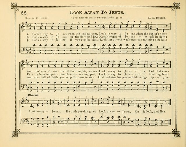 Carols of Joy: choice collection of songs and hymns for the Sunday School, Bible class, and the Home Circle to which has been added an easy method of Rudimental Instruction in Music, for Weekday Study page 68